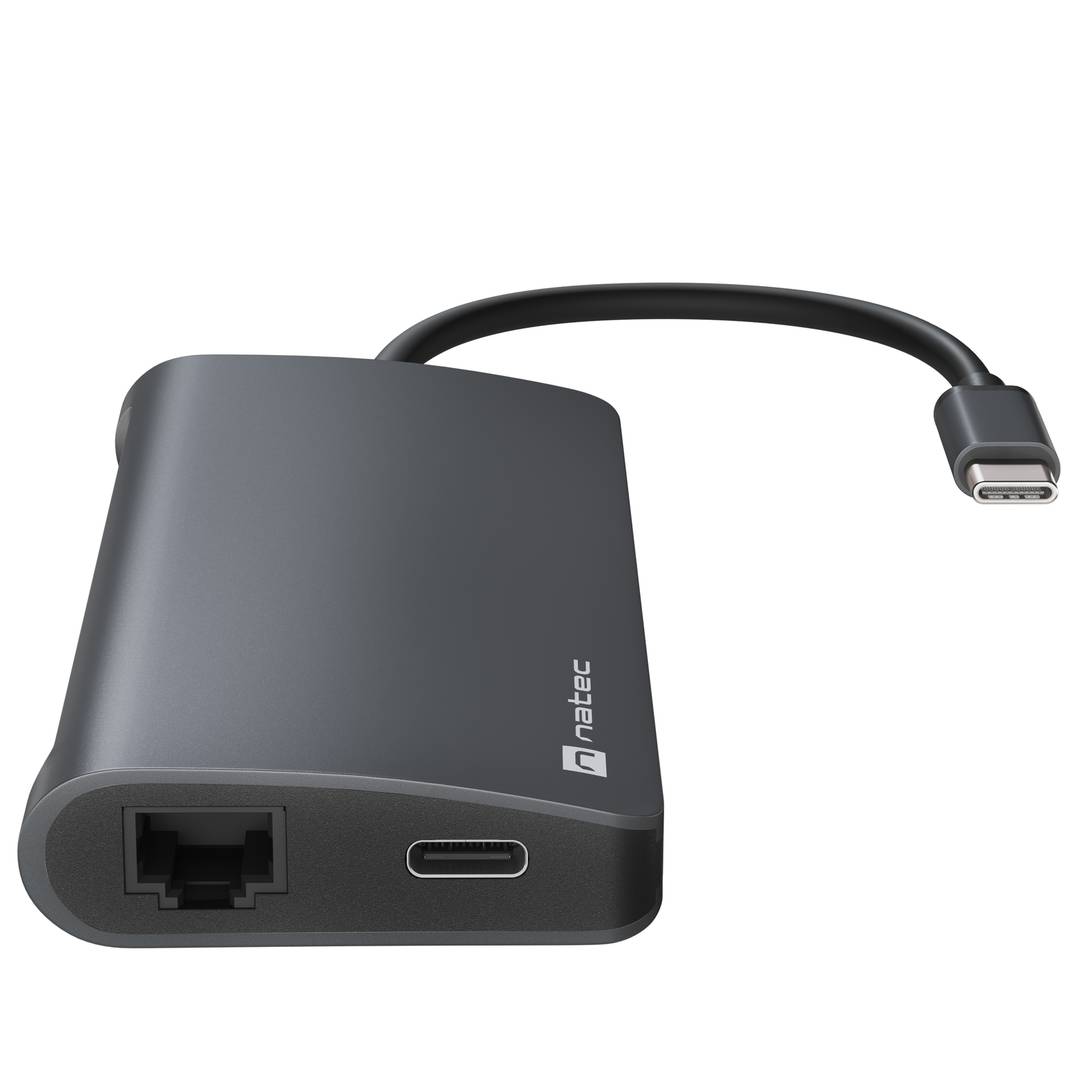 8 in 1 USB-C to 3X USB 3.0 multiport adapter, 4K HDMI, USB-C, RJ45, SD, Micro SD Natec Fowler 2 V2 NMP-2162