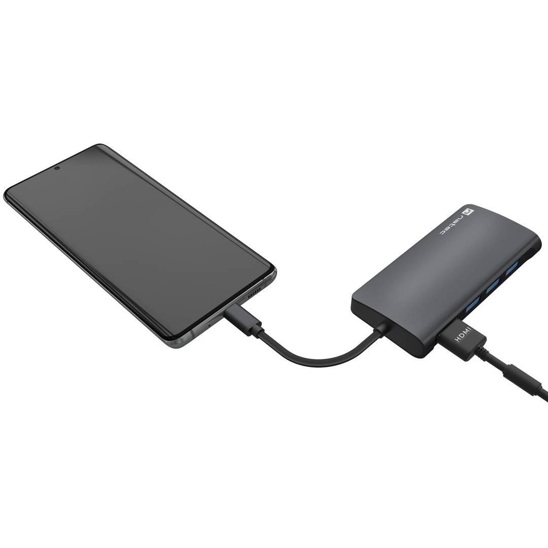 8 in 1 USB-C to 3X USB 3.0 multiport adapter, 4K HDMI, USB-C, RJ45, SD, Micro SD Natec Fowler 2 V2 NMP-2162