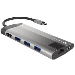 Adaptateur multiport USB-C Hub 8 en 1 3 ports USB 3.0, HDMI 4K, USB-C PD, RJ45, SD, Micro SD Natec Fowler Plus NMP-1690