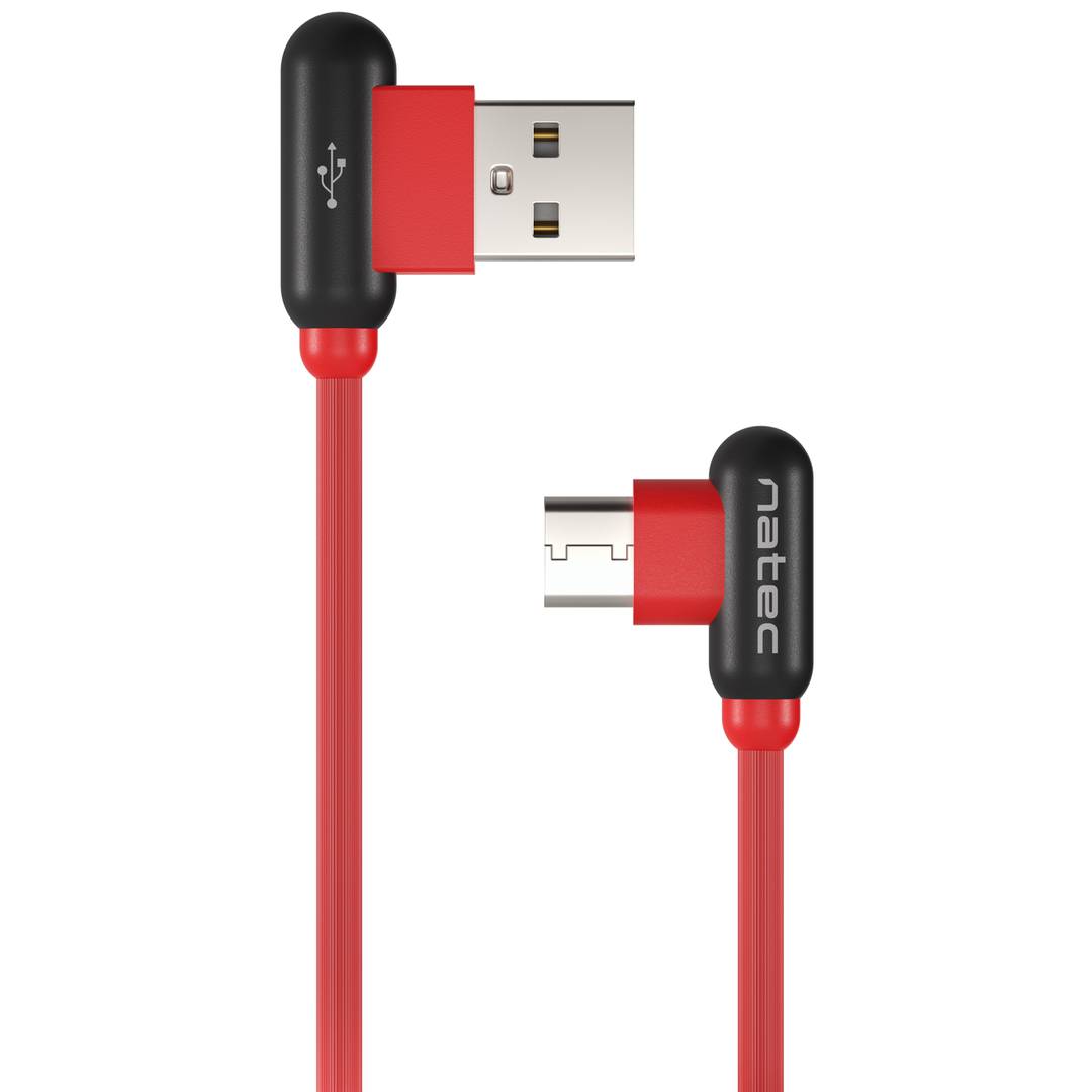 Natec Prati NKA-1201 1 Meter gewinkeltes USB-C-Stecker auf gewinkeltes USB-A-Stecker 2.0-Kabel rot