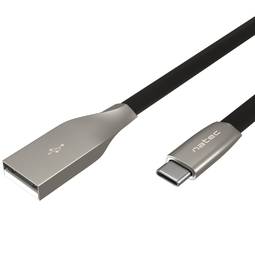 Cable USB-C macho a USB-A macho 2.0 de 1 metro negro metal Natec Prati NKA-1954