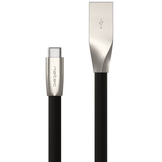 Câble USB-C mâle vers USB-A mâle 2.0 1 mètre métal noir Natec Prati NKA-1954