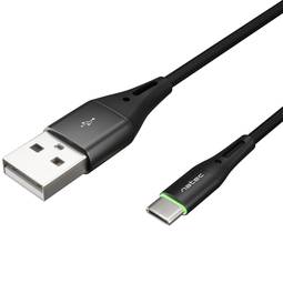 Cable USB-C mascle a USB-A mascle 2.0 d'1 metre negre niló LED Natec Prati NKA-1957