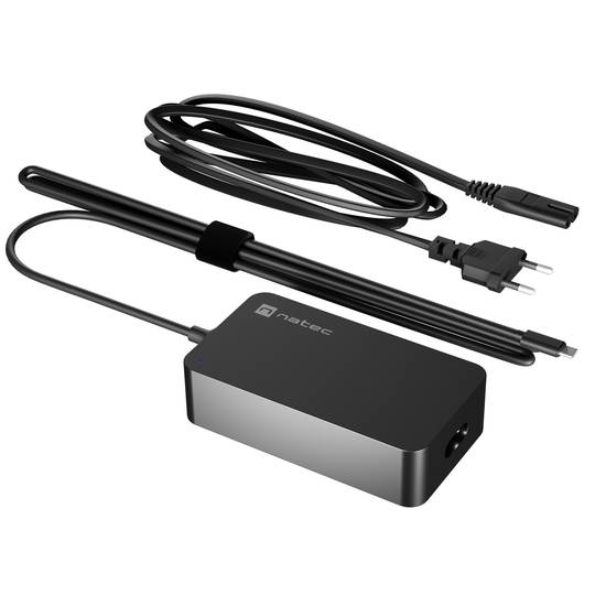 Chargeur universel USB-C 65W pour ordinateur portable, smartphone ou tablette Natec Grayling NZU-2034