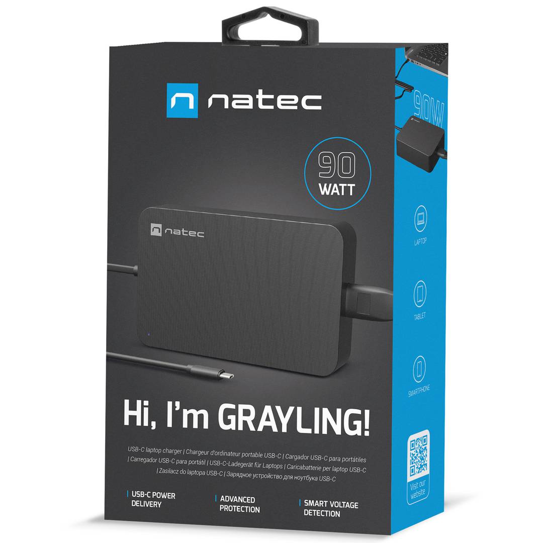 Carregador universal USB-C 90W per a portàtil smartphone o tablets Natec Grayling NZU-2035