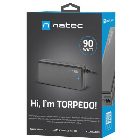 Caricabatterie universale da 90 W per laptop Natec Torpedo UNI-90 NZU-0991