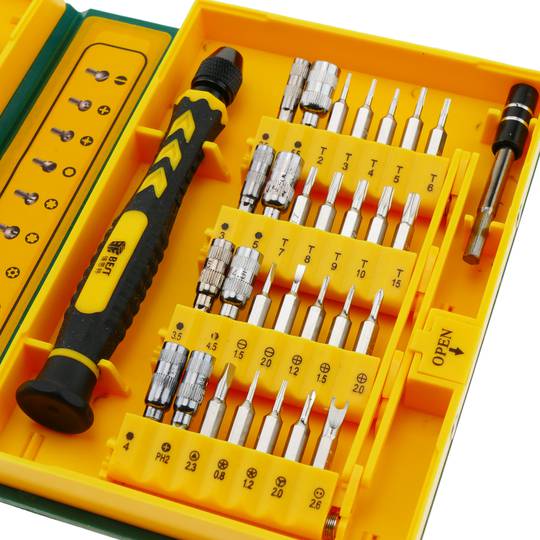 Kit de destornilladores para dispositivos electrónicos de 37 piezas modelo  BEST-8921 - Cablematic