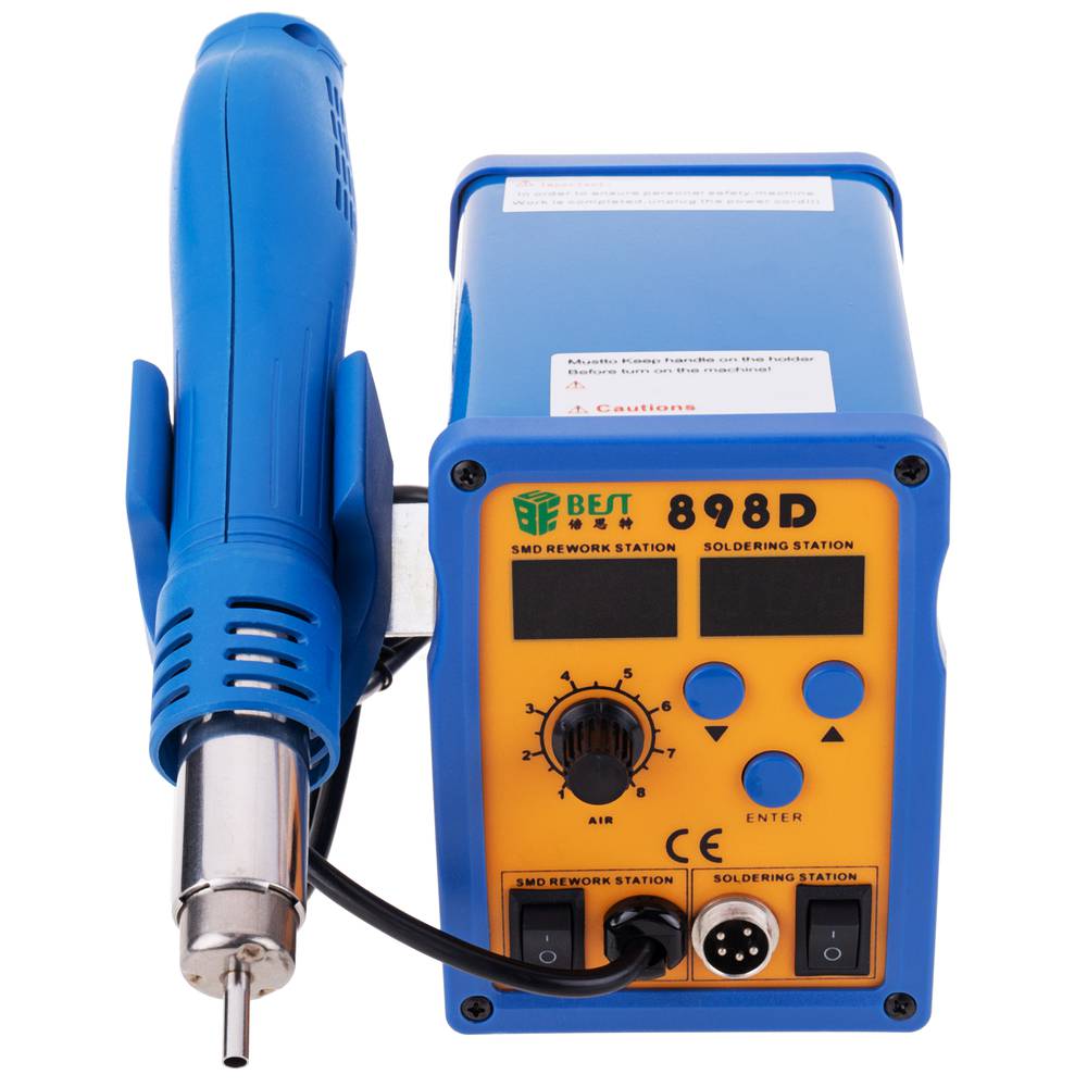 2-in-1 Soldering Station with Tin Soldering Iron and Hot Air Gun BEST 898D  - Cablematic