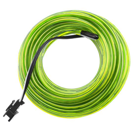 Cable electroluminiscente amarillo de 2.3mm en bobina 5m con pilas