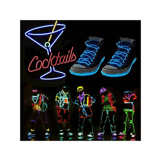 Cable electroluminescent verd fort de 2.3mm en bobina 5m amb piles
