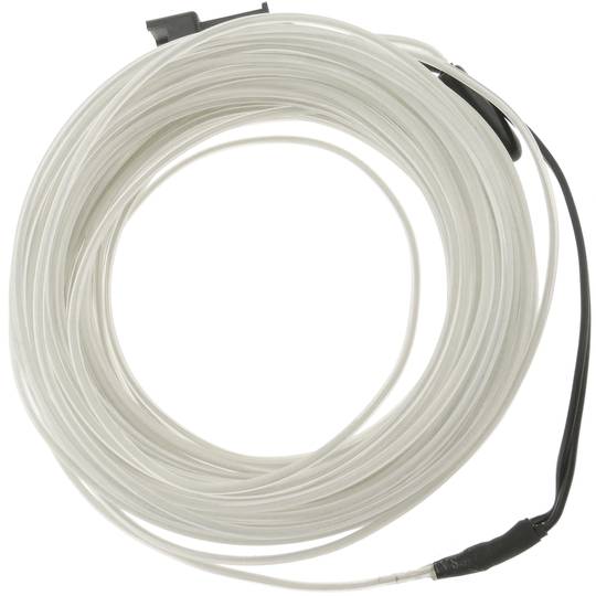Witte elektroluminescerende kabel van 2,3 mm in een spoel van 5 m met batterijen