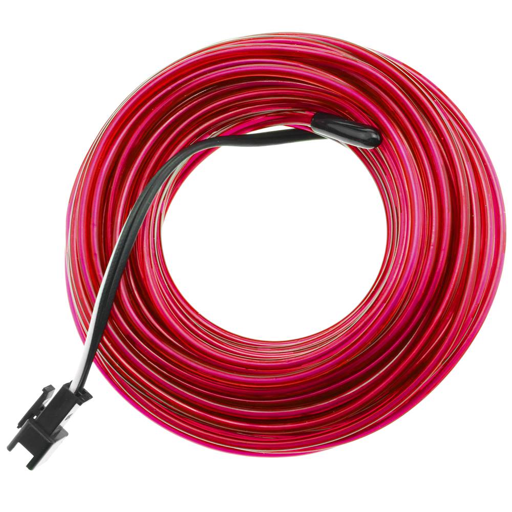 Pink electroluminescent wire coil 2.3mm 10m connected to 220VAC