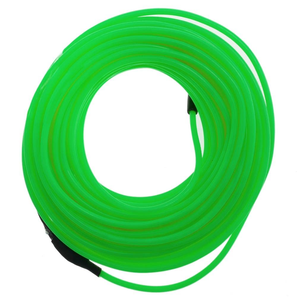 2,3 mm mocny zielony kabel elektroluminescencyjny w cewce 10 m podłączonej do 220 V prądu przemiennego