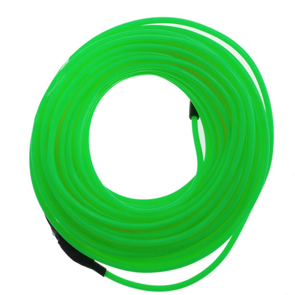 2,3 mm mocny zielony kabel elektroluminescencyjny w cewce 10 m podłączonej do 220 V prądu przemiennego