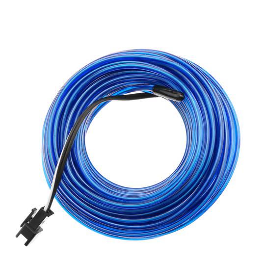 2.3mm blue electroluminescent wire coil connected to 220VAC 10m