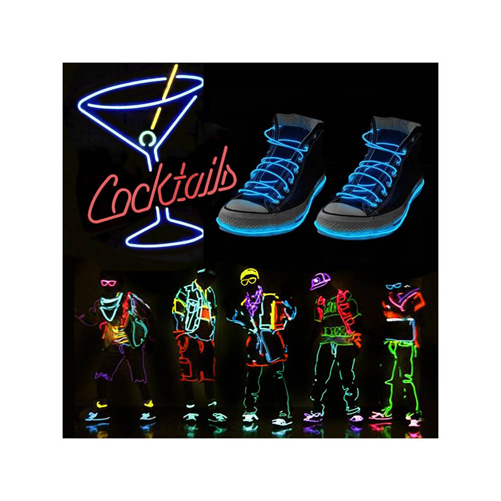 Cable electroluminescent blanc-blau de 1.3mm en bobina 5m de cable amb piles