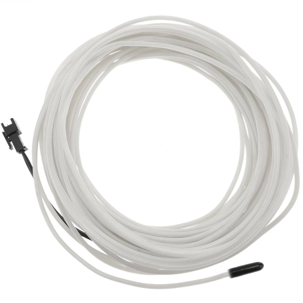 3,2 mm witblauwe elektroluminescerende kabel in een spoel van 10 m kabel aangesloten op 220VAC
