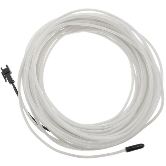3,2 mm witblauwe elektroluminescerende kabel in een spoel van 10 m kabel aangesloten op 220VAC
