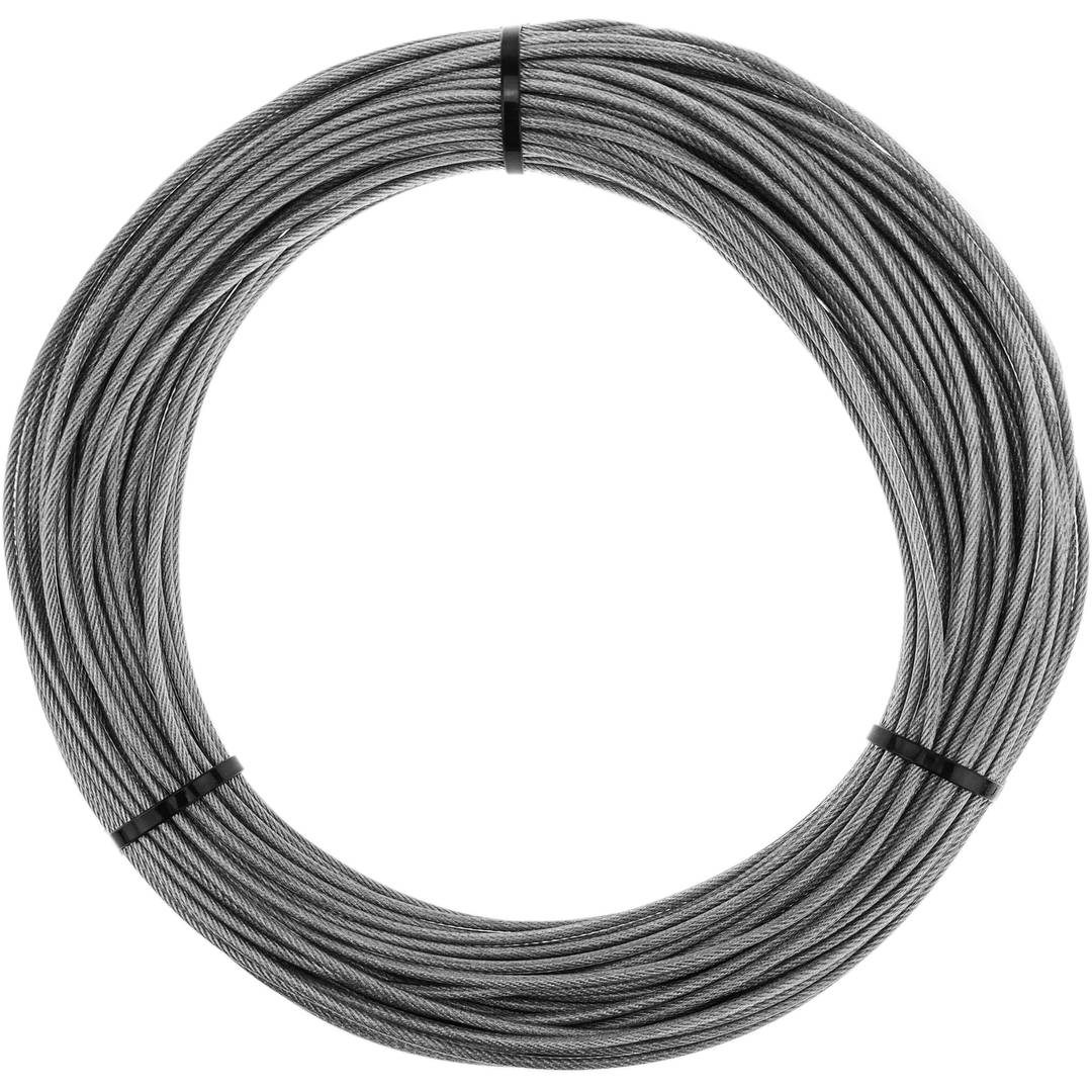 Cable d'acer inoxidable de 2,0 mm. Bobina de 10 m. Recobert de plàstic transparent