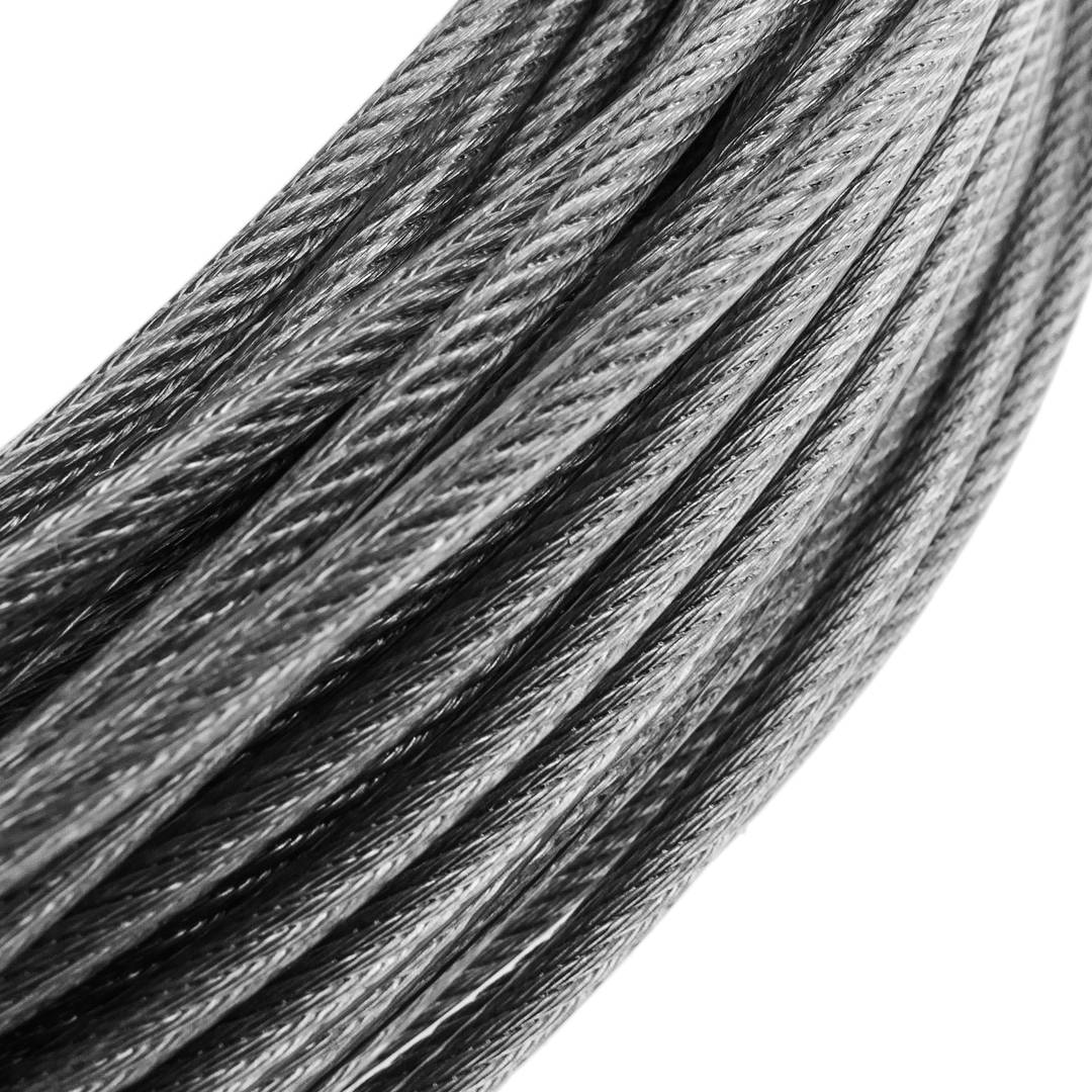 Cable d'acer inoxidable de 2,0 mm. Bobina de 25 m. Recobert de plàstic transparent