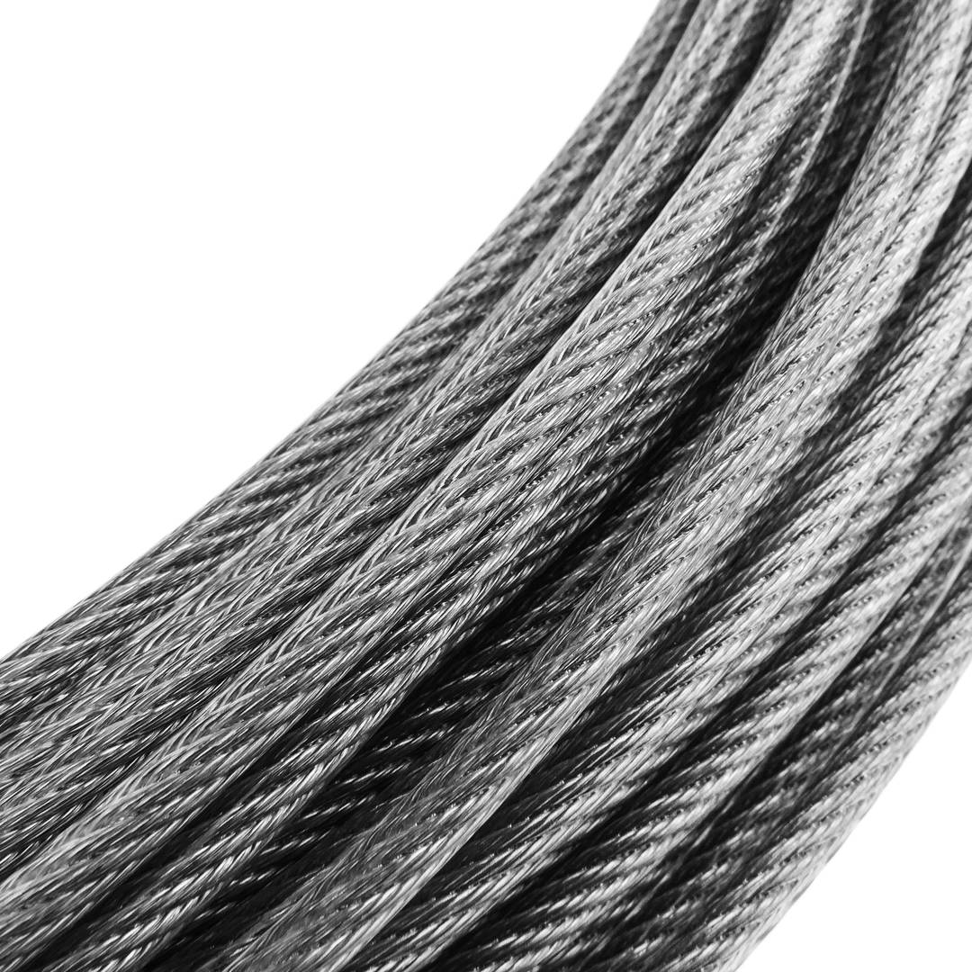 Cable d'acer inoxidable de 4,0 mm. Bobina de 25 m. Recobert de plàstic transparent