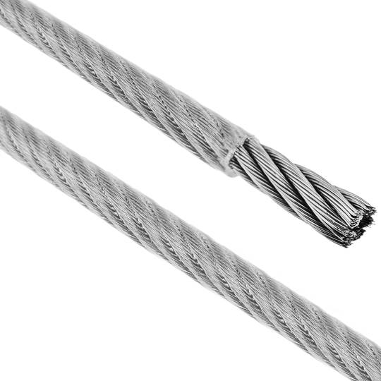 Edelstahl Kabel 7x19 6,0 mm. 25 m Spule. Klarer Kunststoff beschichtet