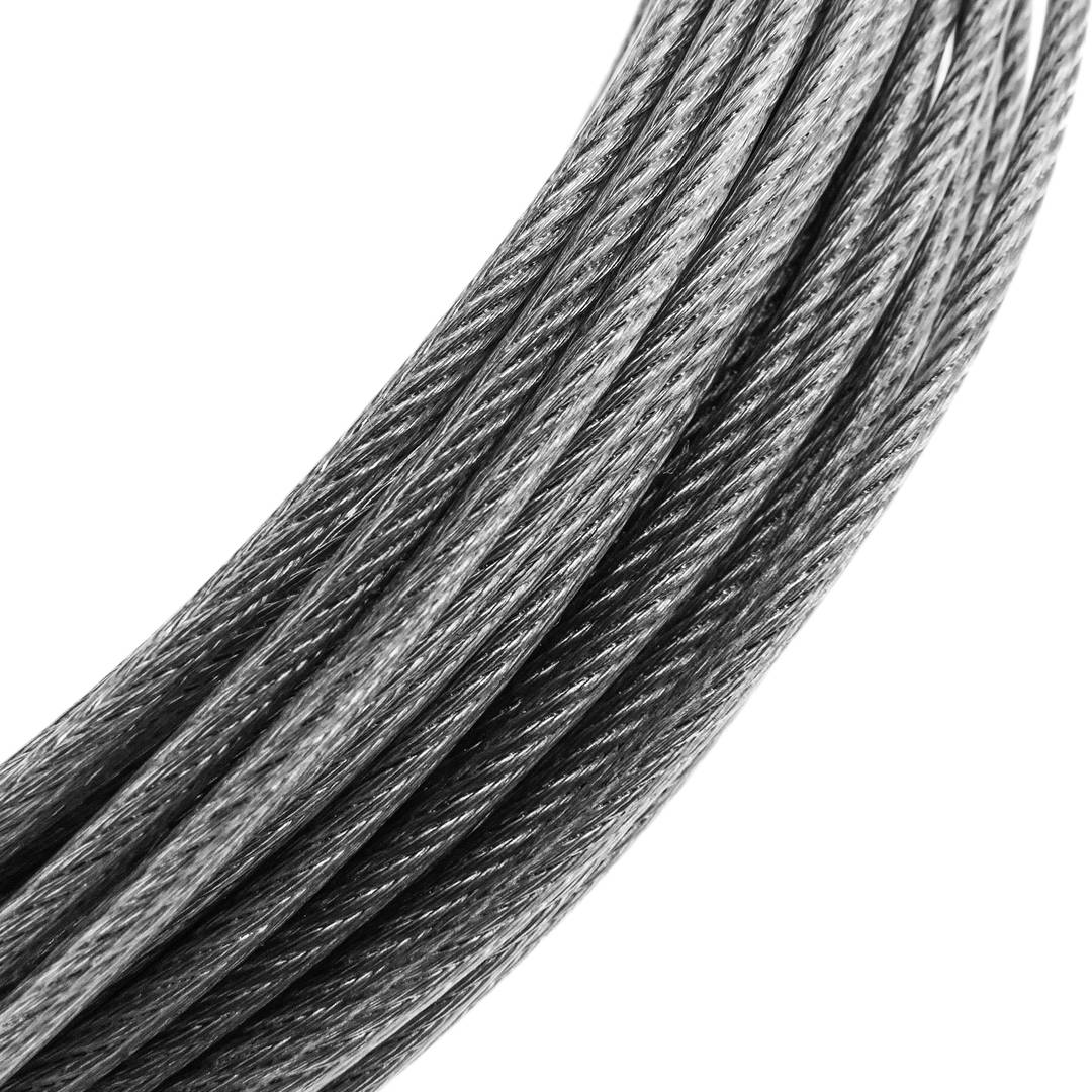 Cable d'acer inoxidable de 3,0 mm. Bobina de 10 m. Recobert de plàstic transparent