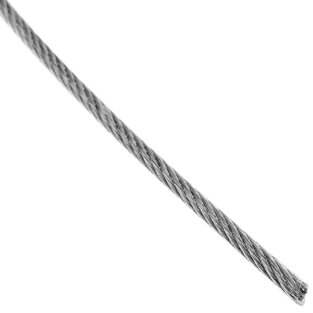 Cable d'acer inoxidable de 3,0 mm. Bobina de 10 m. Recobert de plàstic transparent