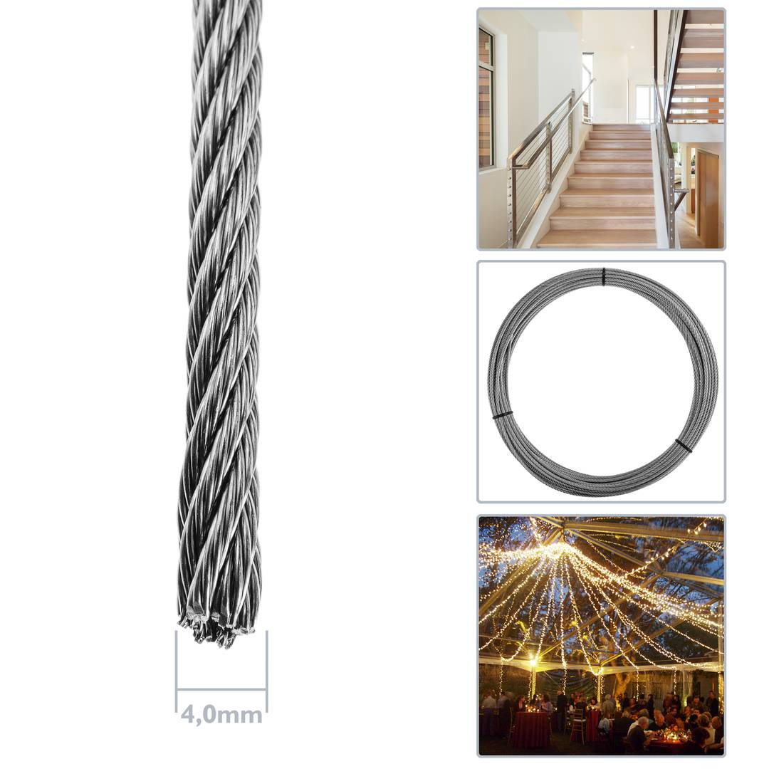 Cable d'acer inoxidable de 4,0 mm en bobina de 50 m