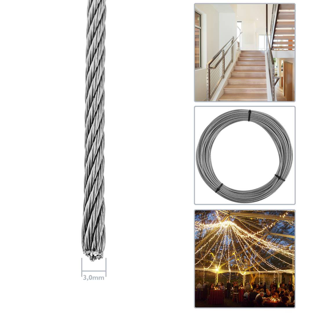 Cable d'acer inoxidable de 3,0 mm en bobina de 10 m