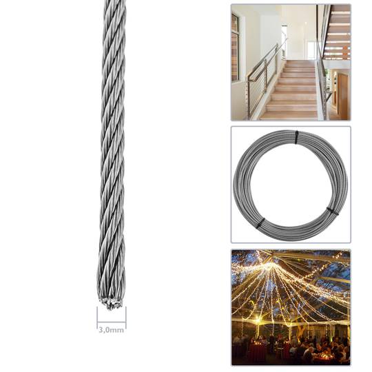 Stainless steel cable 7x19 3,0 mm. Reel of 10 m lenght
