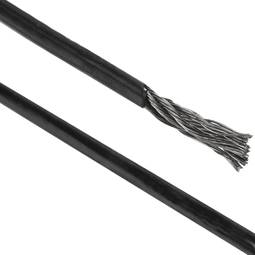 Cabo de aço inoxidável de 2 mm. Bobina de 50 m. Revestido a plástico preto