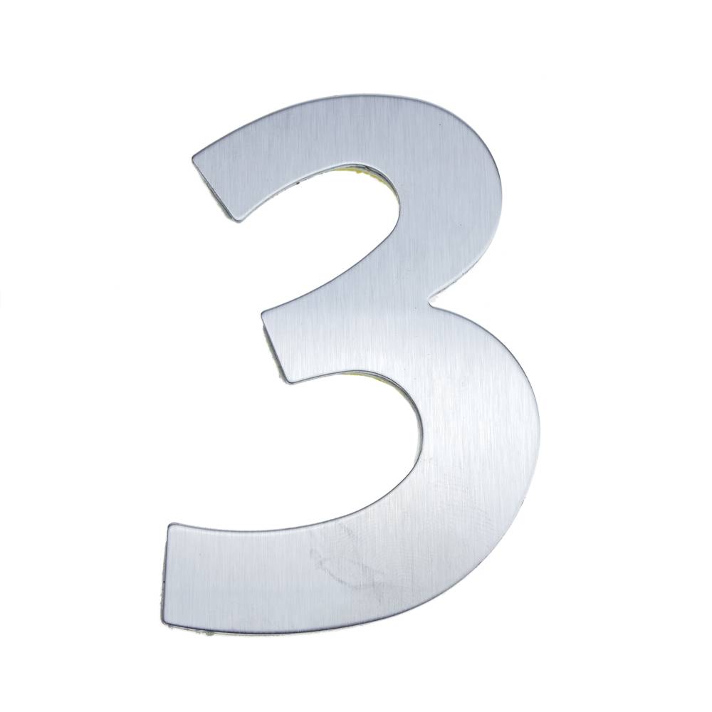 Número 3 8 centímetros de aço inoxidável com rotulagem adesiva