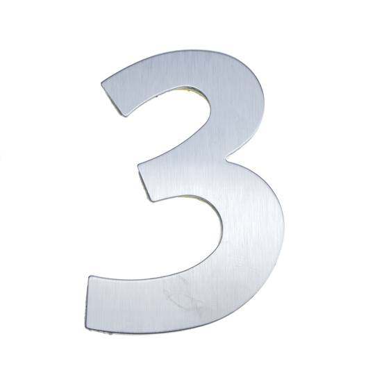 Número 3 8 centímetros de aço inoxidável com rotulagem adesiva