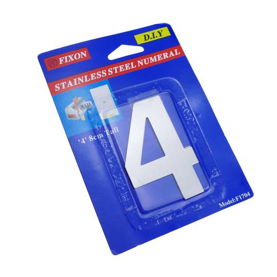 Number 4 8 cm stainless steel with adhesive labeling