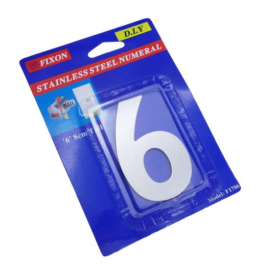 Nombre 6 d'acer inoxidable de 8cm amb adhesiu per a retolació
