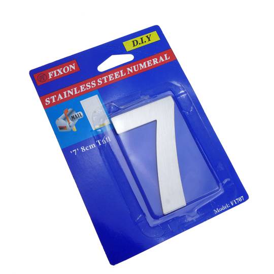 Number 7 8 cm stainless steel with adhesive labeling