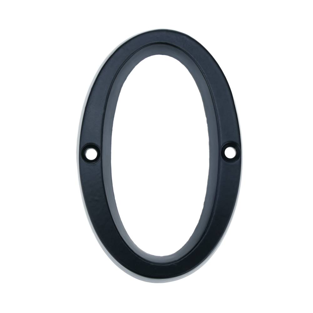 Nummer 0 in schwarz Metall 95mm mit Schrauben für die Beschilderung