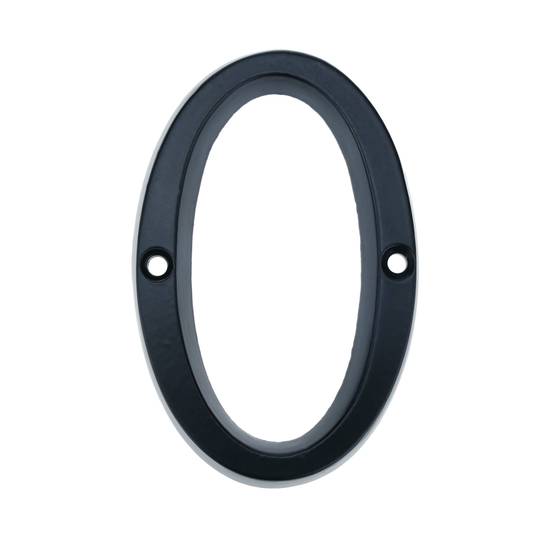 Nummer 0 in schwarz Metall 95mm mit Schrauben für die Beschilderung