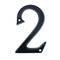 Numero 2 in metallo nero 95mm con viti per la segnaletica