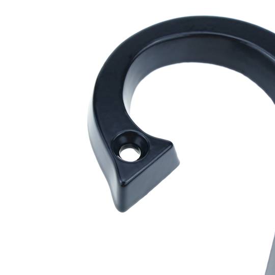 Numero 2 in metallo nero 95mm con viti per la segnaletica