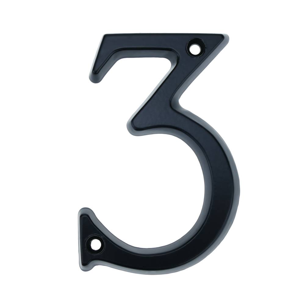 Número 3 en metall negre de 95mm amb cargols per a retolació