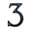 Número 3 en metall negre de 95mm amb cargols per a retolació