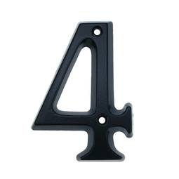 Número 4 en metal negro de 95mm con tornillería para rotulación