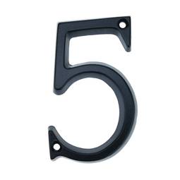 Número 5 en metal negro de 95mm con tornillería para rotulación