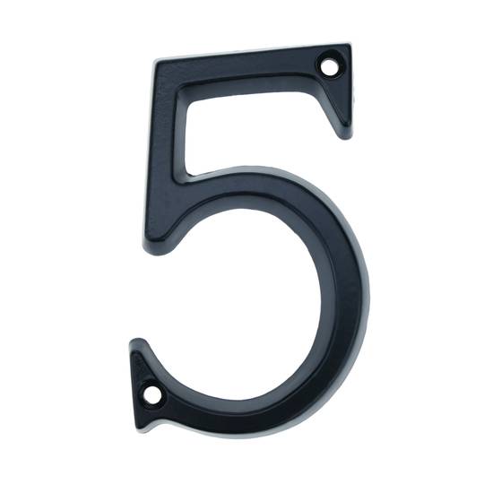 Número 5 em metal preto 95mm com parafusos para a rotulagem