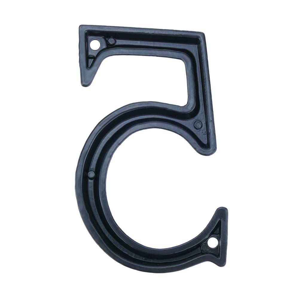 Número 5 em metal preto 95mm com parafusos para a rotulagem