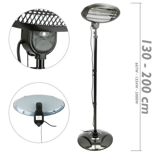 Ogrzewanie podłogowe Grzejnik do baru na tarasie restauracji wewnątrz i na zewnątrz kwarcu 2000 W.