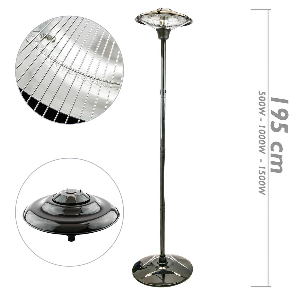Aquecimento de pé Radiador para interior e exterior Bar restaurante lojas terraço 420mm 1500W