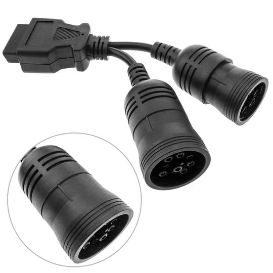 Câble de diagnostic OBD2 double femelle 9 et 6 broches compatible avec les camions 25cm